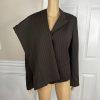 Suit Studio Polyester Pant Suit Size 16 Brown Striped Lined Peak Collar 2PC