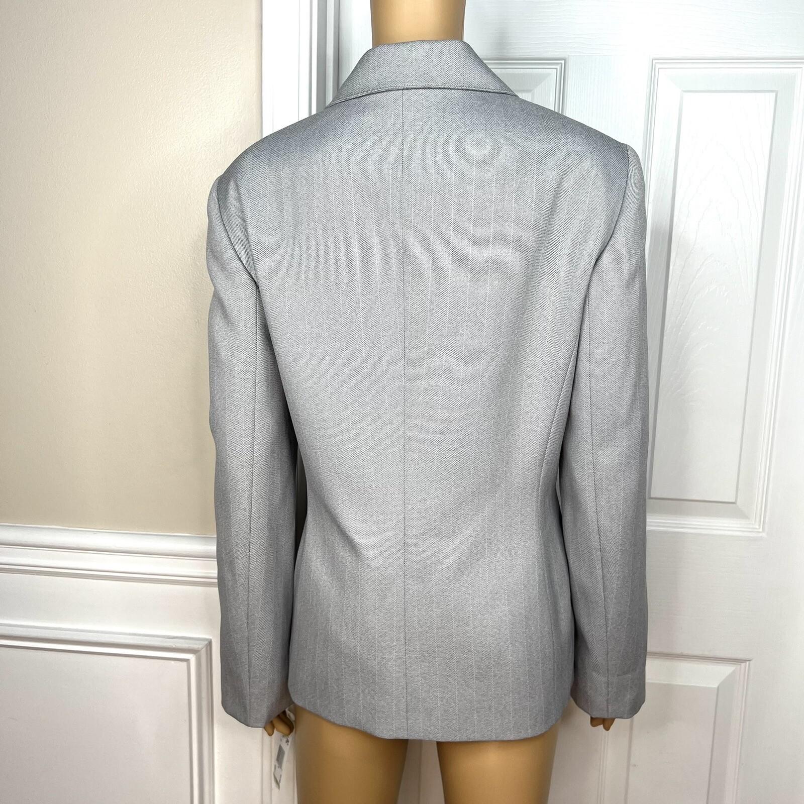 10-8103.jpg Evan Picone Women Polyester Blazer Jacket Size 14 Silver Lined Faux Pockets New