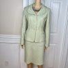 Jones New York Women Polyester Rayon Skirt Suit Size 6 Sage Lined Flared 2PC