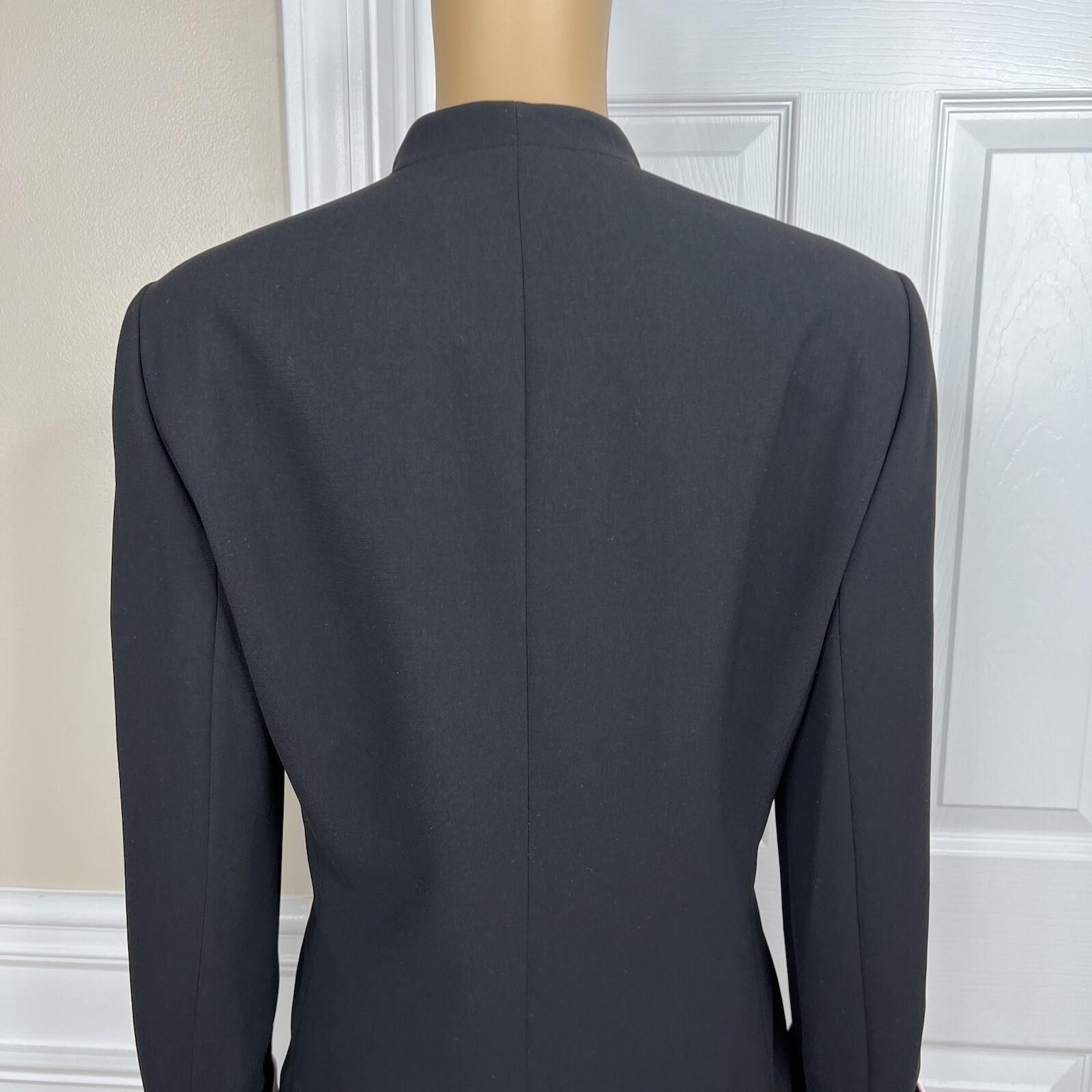 Jones Wear Polyester Skirt Suit Size 12 Black Pink Lined Shawl Collar 2PC