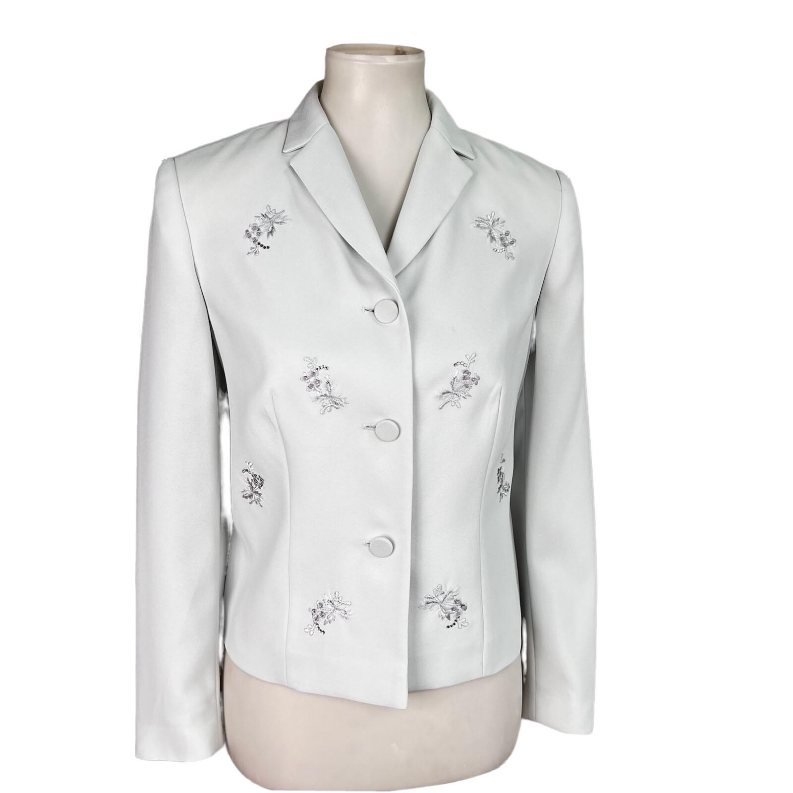 John Meyer Polyester Blazer Size 8P Stone Beige Embroidered Beaded Lined  1PC