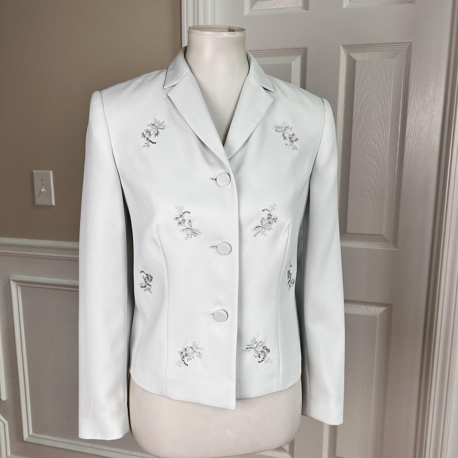 John Meyer Polyester Blazer Size 8P Stone Beige Embroidered Beaded Lined  1PC