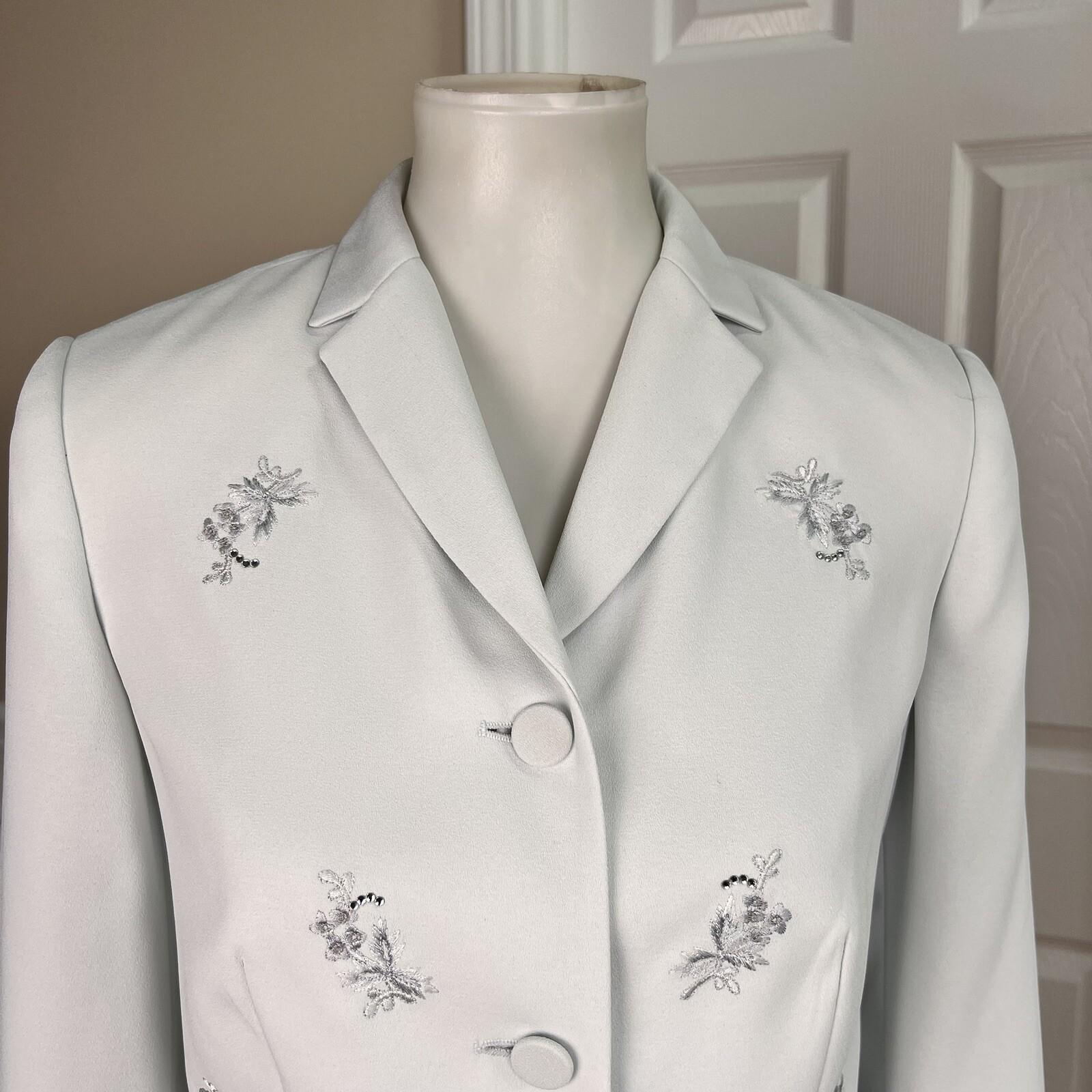 John Meyer Polyester Blazer Size 8P Stone Beige Embroidered Beaded Lined  1PC