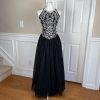Jessica McClintock Vintage Prom Dress 8 Black White Embroidered Princess Y2K