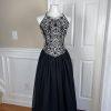 Jessica McClintock Vintage Prom Dress 8 Black White Embroidered Princess Y2K