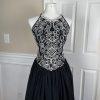 Jessica McClintock Vintage Prom Dress 8 Black White Embroidered Princess Y2K