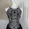 Jessica McClintock Vintage Prom Dress 8 Black White Embroidered Princess Y2K