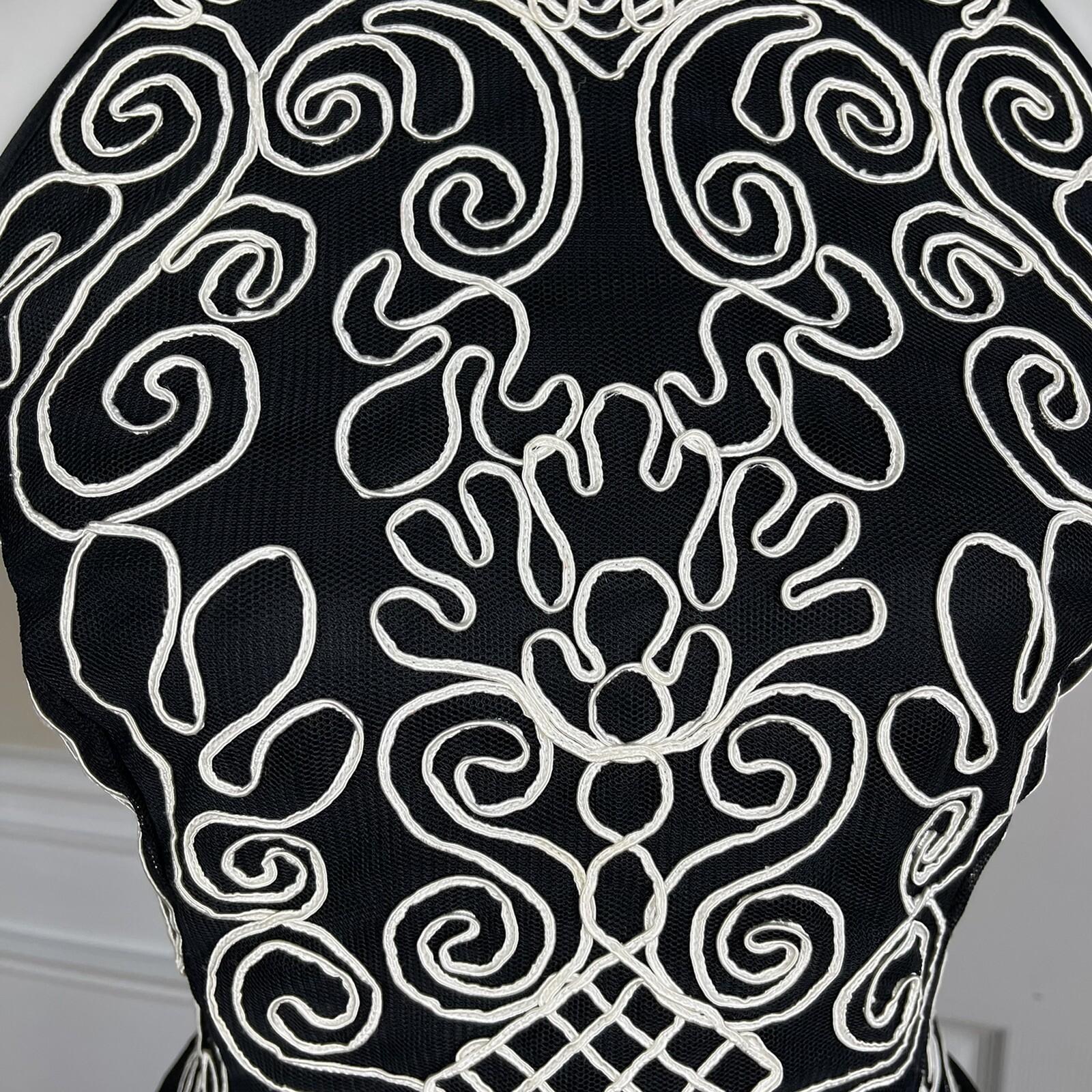 Jessica McClintock Vintage Prom Dress 8 Black White Embroidered Princess Y2K