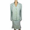 EVAN PICONE Polyester Skirt Suit Size 16 Fern Green Beige Lined Ruffle 2PC