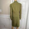 Kasper Polyester Spandex Skirt 14P Suit 16P Green 2 Piece Shawl Collar Lined