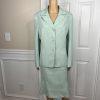 EVAN PICONE Polyester Skirt Suit Size 16 Fern Green Beige Lined Ruffle 2PC