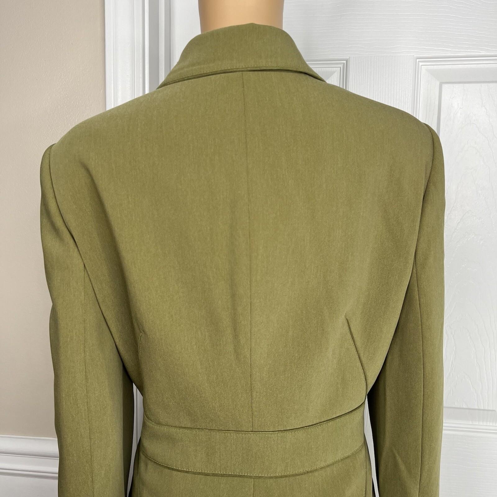 Kasper Polyester Spandex Skirt 14P Suit 16P Green 2 Piece Shawl Collar Lined