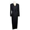 Caron Chicago Polyester Vintage Dress Suit Cropped Jacket Size 6 Beaded 2PC