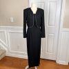 Caron Chicago Polyester Vintage Dress Suit Cropped Jacket Size 6 Beaded 2PC