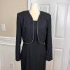 Caron Chicago Polyester Vintage Dress Suit Cropped Jacket Size 6 Beaded 2PC