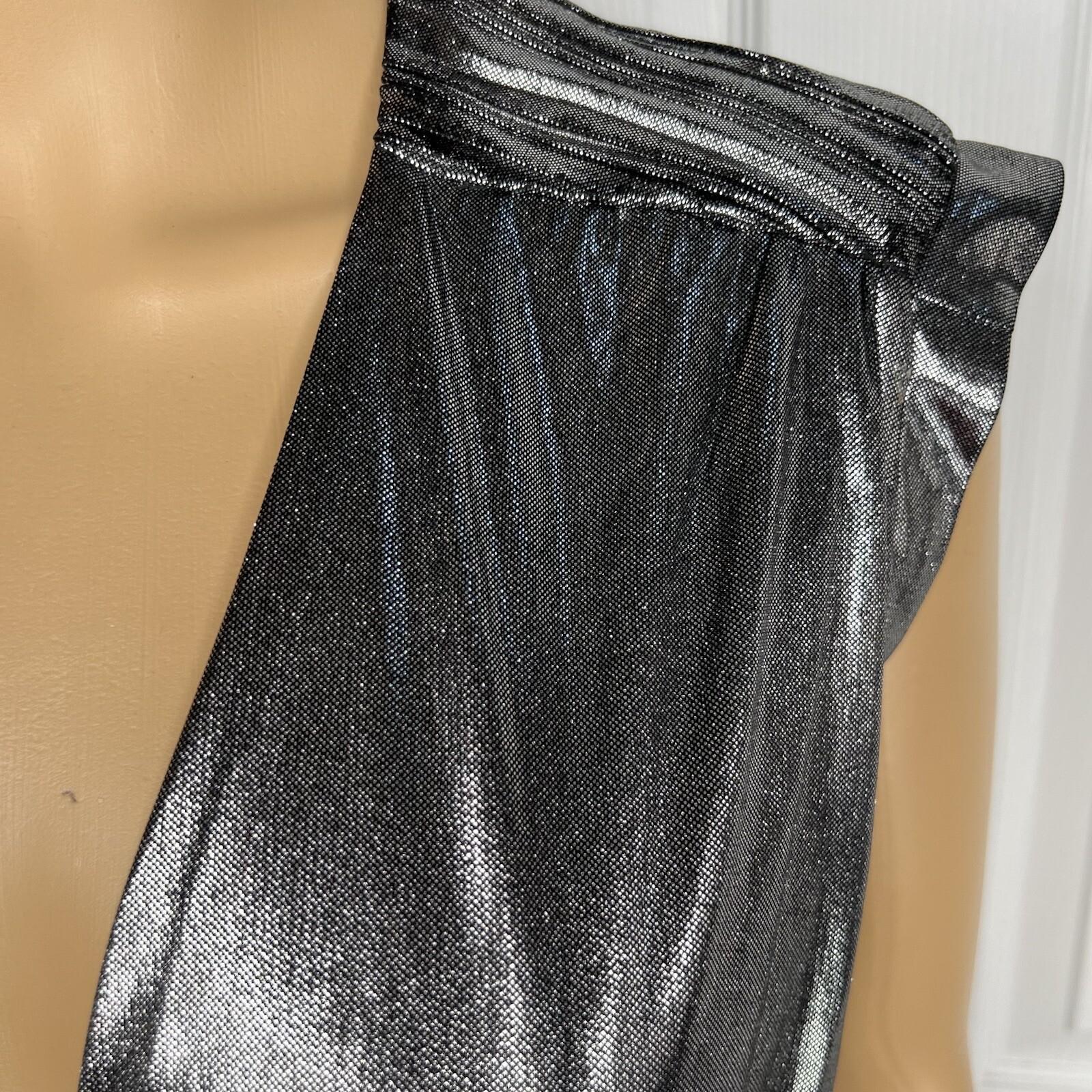 Rebecca Minkoff Briella  Dress Size 8 Silver V Neck Tiny Pleats Midi Babydoll