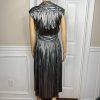 Rebecca Minkoff Briella  Dress Size 8 Silver V Neck Tiny Pleats Midi Babydoll