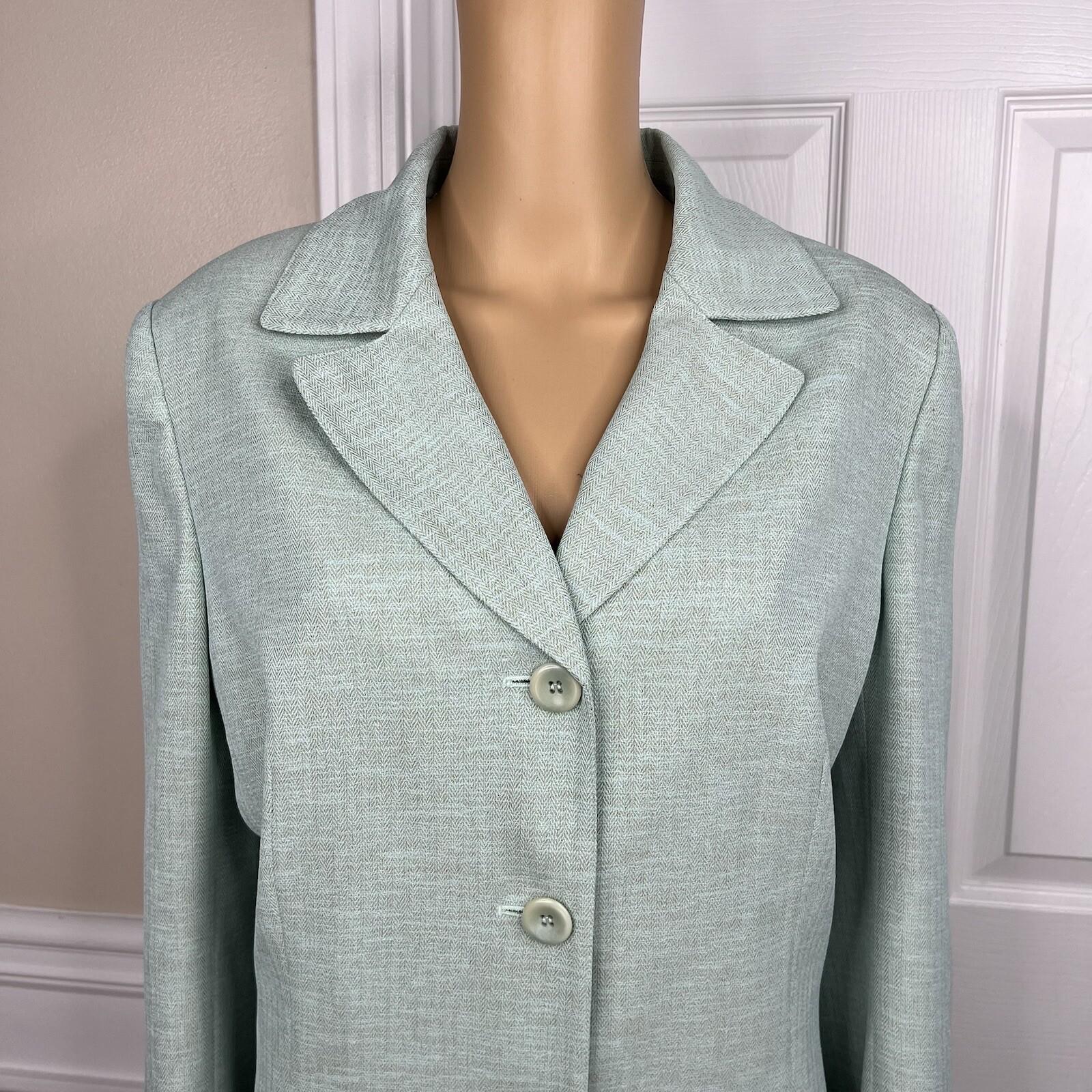 EVAN PICONE Polyester Skirt Suit Size 16 Fern Green Beige Lined Ruffle 2PC