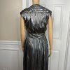 Rebecca Minkoff Briella  Dress Size 8 Silver V Neck Tiny Pleats Midi Babydoll