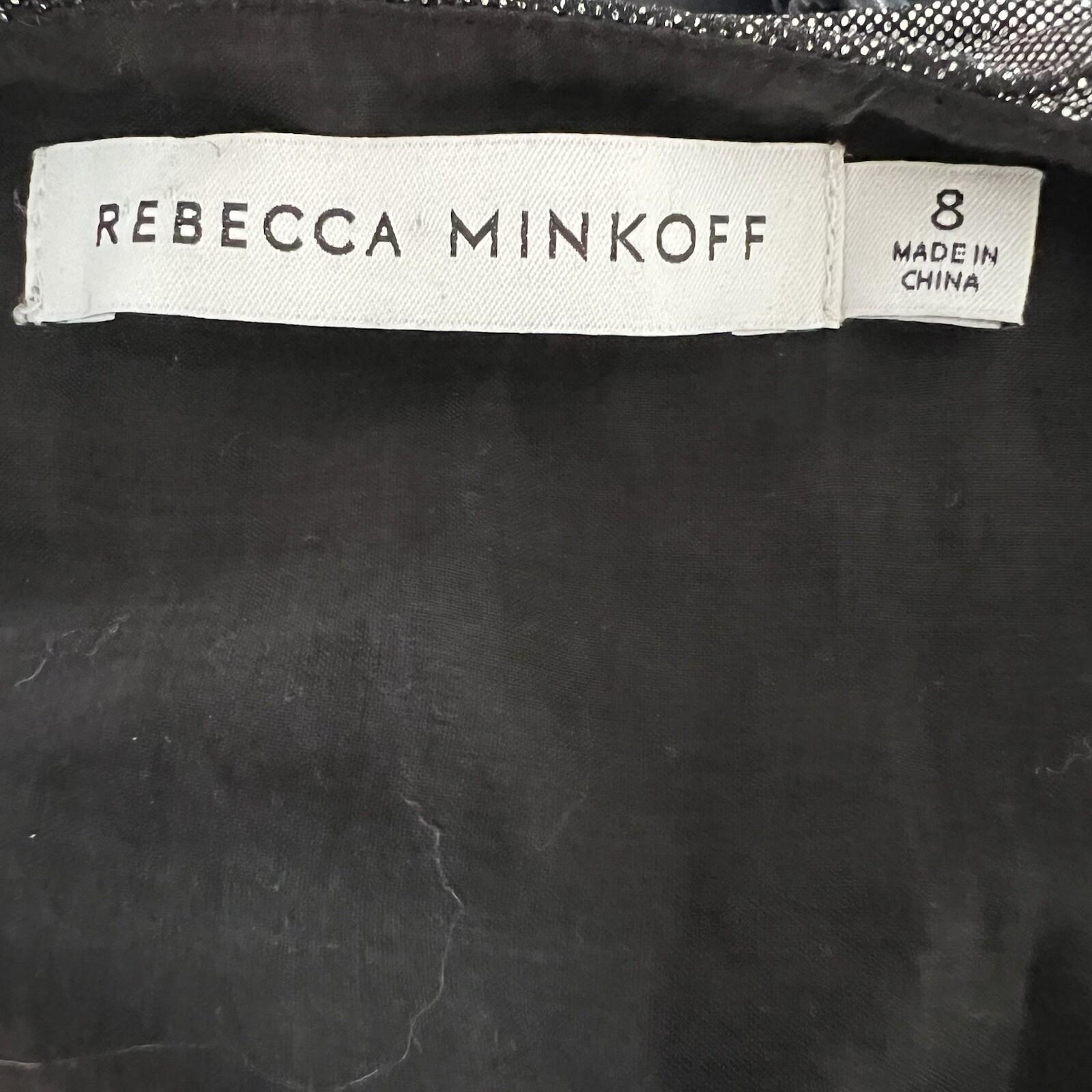 Rebecca Minkoff Briella  Dress Size 8 Silver V Neck Tiny Pleats Midi Babydoll