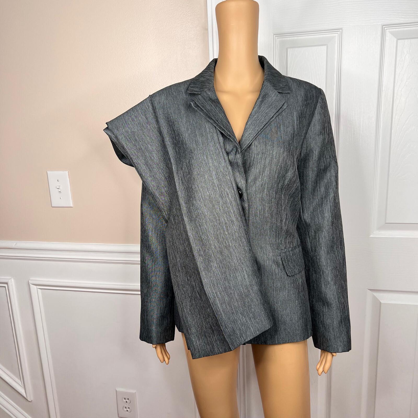 ISABELLA 2PC Gray Polyester Metallic Notch Collar Cocktail Pant Suit Size 10