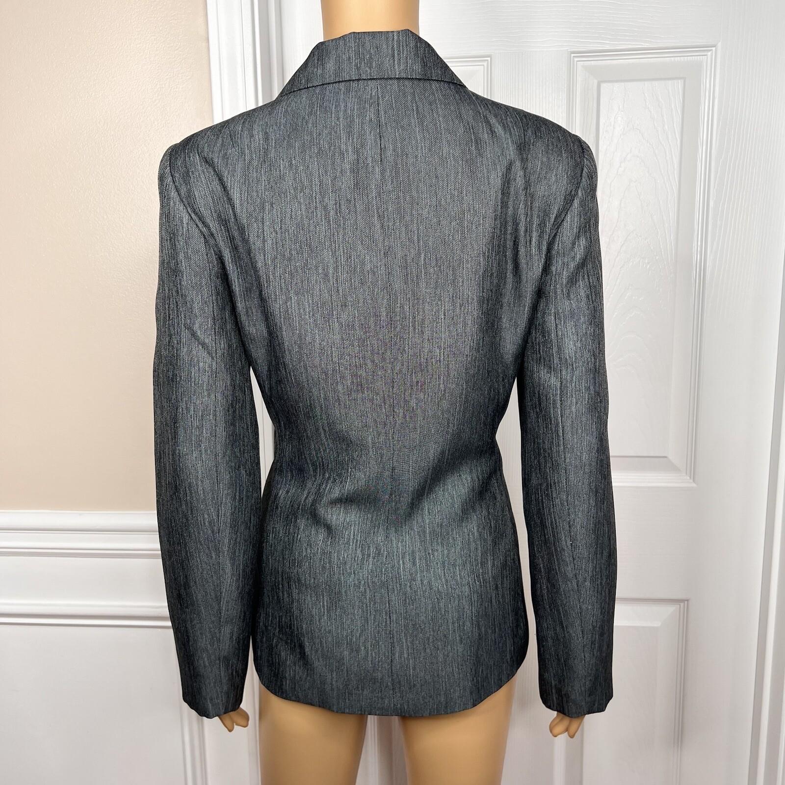 ISABELLA 2PC Gray Polyester Metallic Notch Collar Cocktail Pant Suit Size 10