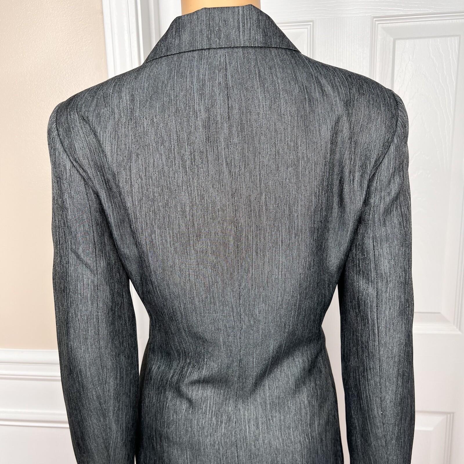 ISABELLA 2PC Gray Polyester Metallic Notch Collar Cocktail Pant Suit Size 10