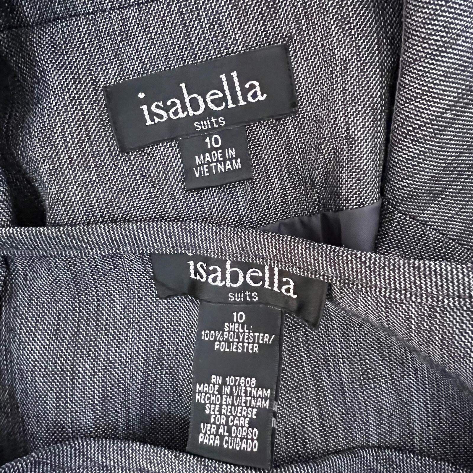 ISABELLA 2PC Gray Polyester Metallic Notch Collar Cocktail Pant Suit Size 10