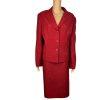 Suit Studio Women Polyester Skirt Suit Size 18 Red Lined Peak Collar 2PC