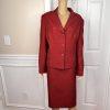 Suit Studio Women Polyester Skirt Suit Size 18 Red Lined Peak Collar 2PC