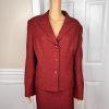 Suit Studio Women Polyester Skirt Suit Size 18 Red Lined Peak Collar 2PC