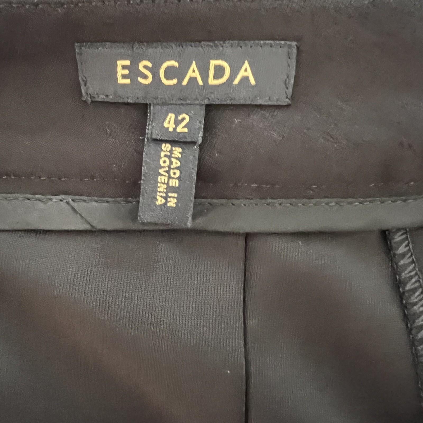 ESCADA Black Viscose Stretch Slim Fit Career Dress Pants Trousers Size 42