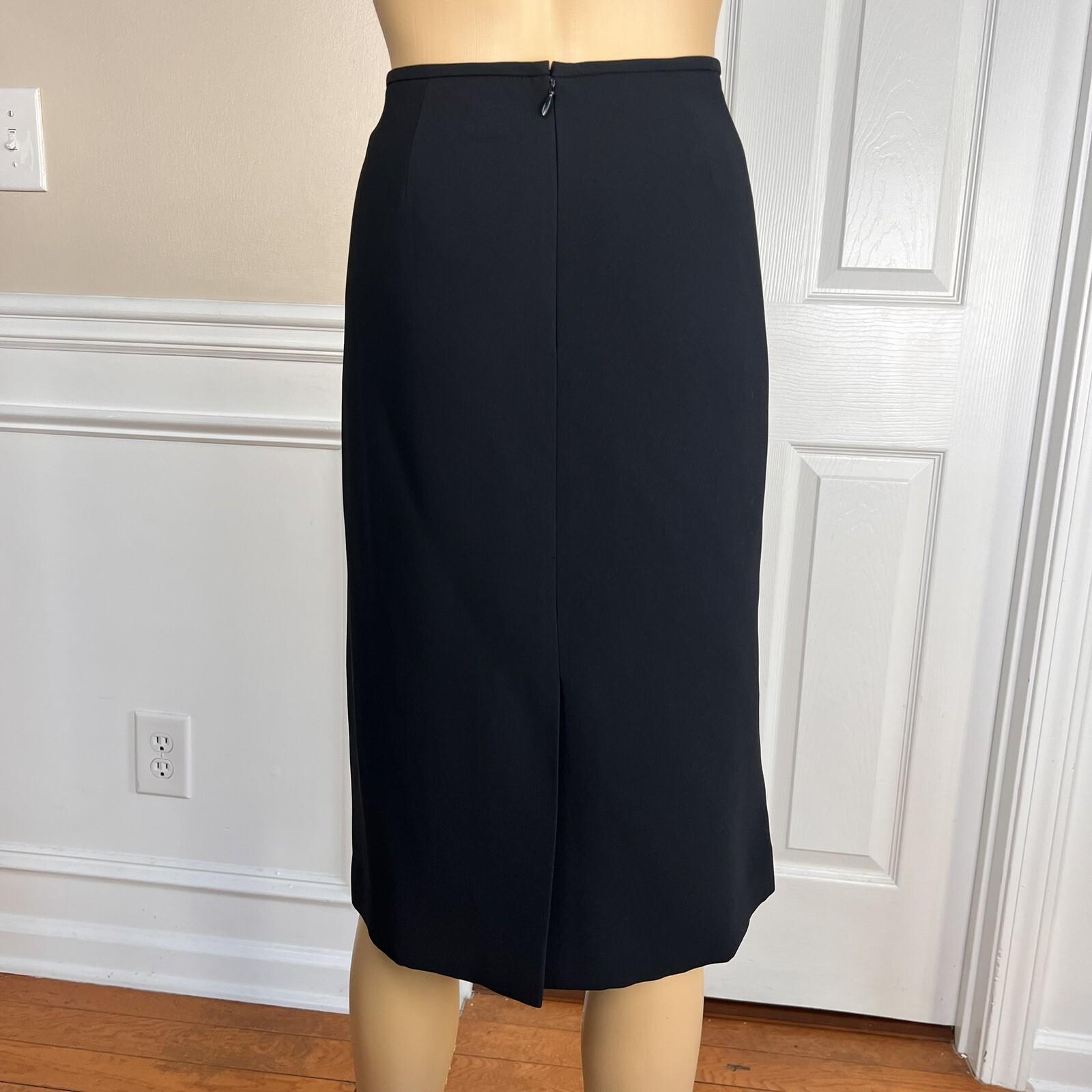New KASPER 2PC Black White Silk Cotton Polyester Open Front Skirt Suit Size 10
