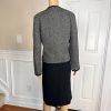 New KASPER 2PC Black White Silk Cotton Polyester Open Front Skirt Suit Size 10
