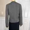 New KASPER 2PC Black White Silk Cotton Polyester Open Front Skirt Suit Size 10