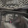 New KASPER 2PC Black White Silk Cotton Polyester Open Front Skirt Suit Size 10