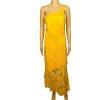 Asos Lace One Shoulder Dress Size 18 Tall Mustard Midi High Low Hem Princess New