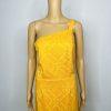 Asos Lace One Shoulder Dress Size 18 Tall Mustard Midi High Low Hem Princess New