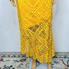 Asos Lace One Shoulder Dress Size 18 Tall Mustard Midi High Low Hem Princess New