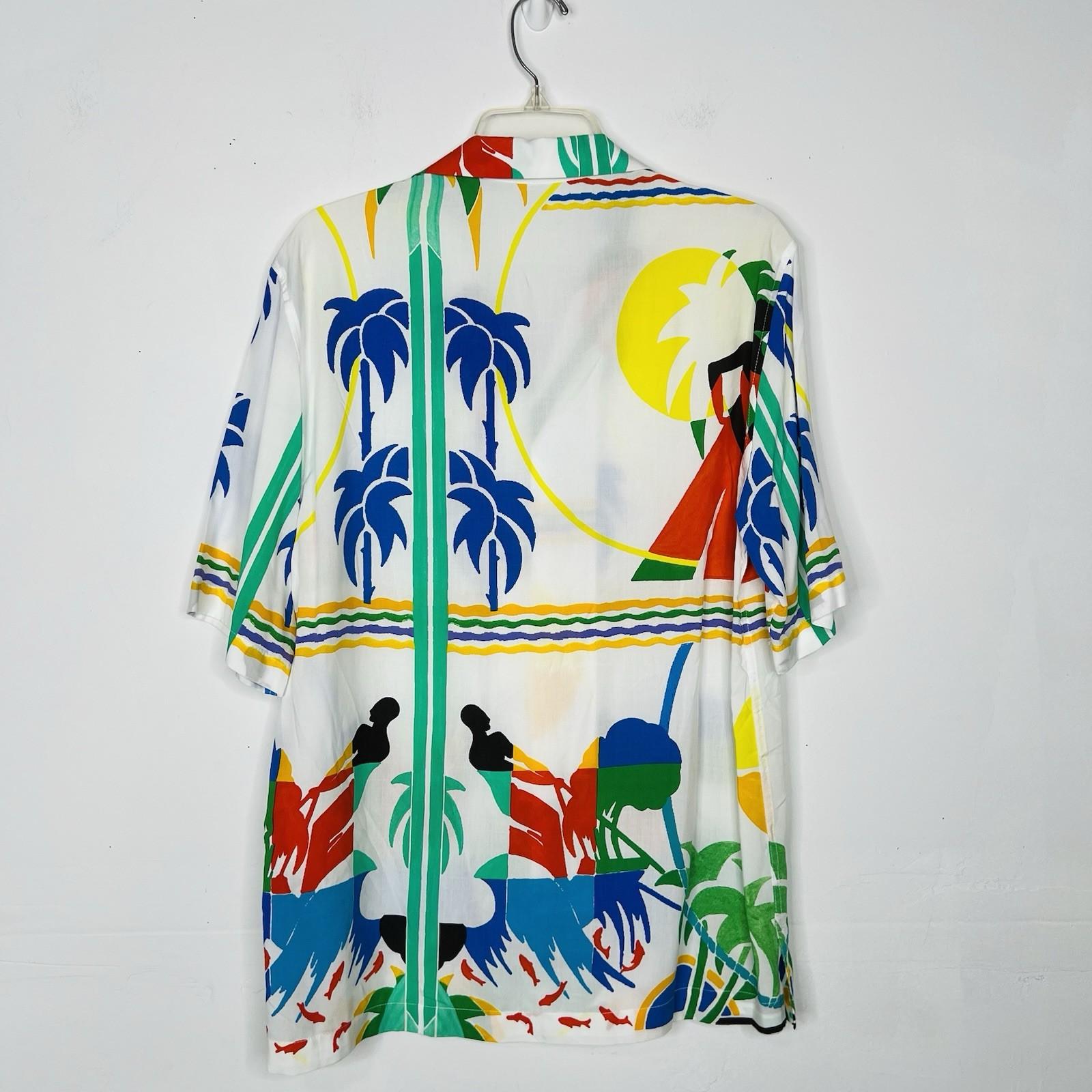 Zara Men Tropical Palm Tree Short sleeves Shirt Size S Bold Beach Party Vibes