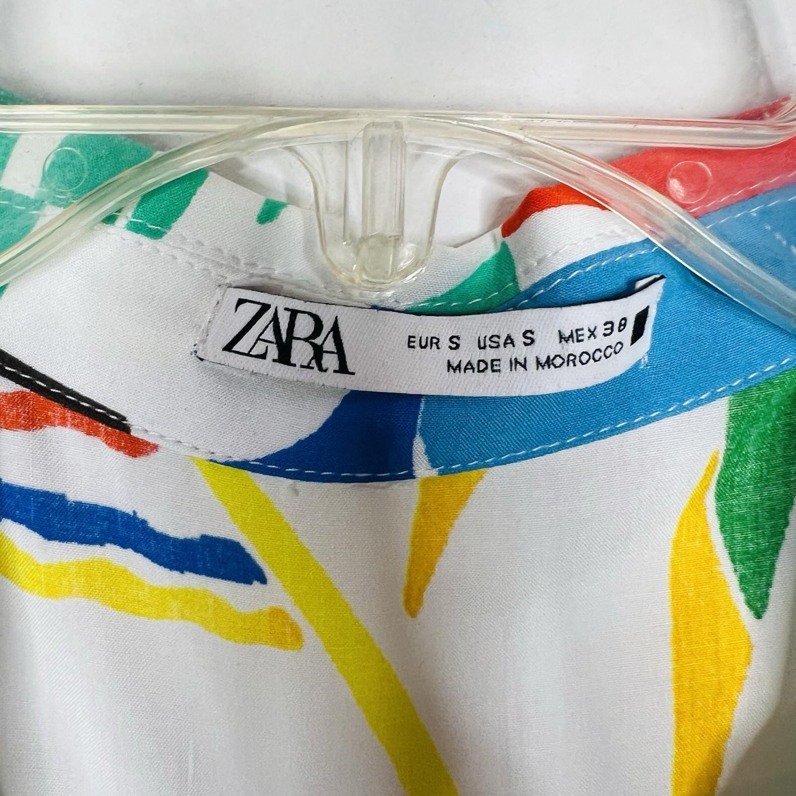Zara Men Tropical Palm Tree Short sleeves Shirt Size S Bold Beach Party Vibes
