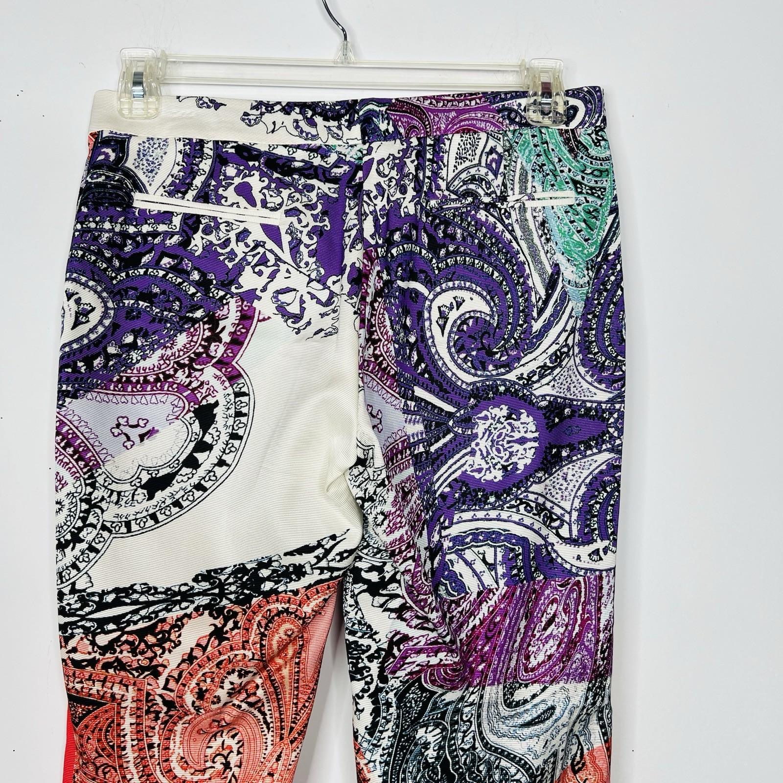 Etro Viscose Blend Tapered Leg Pants Size Eur 42 Multicolor Paisley Casual Cool