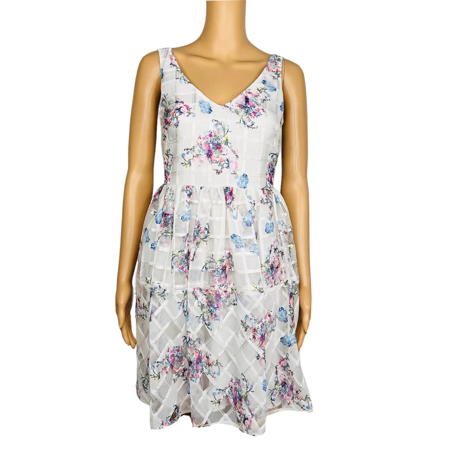 New MAEVE Anthropologie Floral Peony Garden V-Neck Flared Dress Size 0P 8