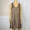 Anthropologie Maeve Westwater Knit Dress Size XS Brown Chevron Motif Lined New