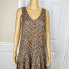 Anthropologie Maeve Westwater Knit Dress Size XS Brown Chevron Motif Lined New