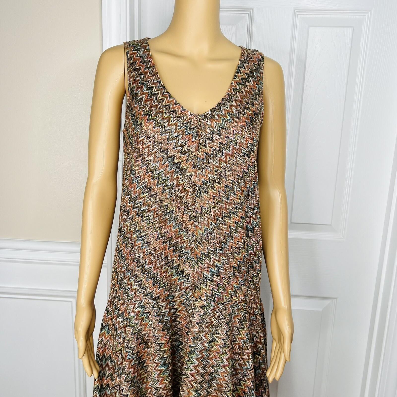 Anthropologie Maeve Westwater Knit Dress Size XS Brown Chevron Motif Lined New