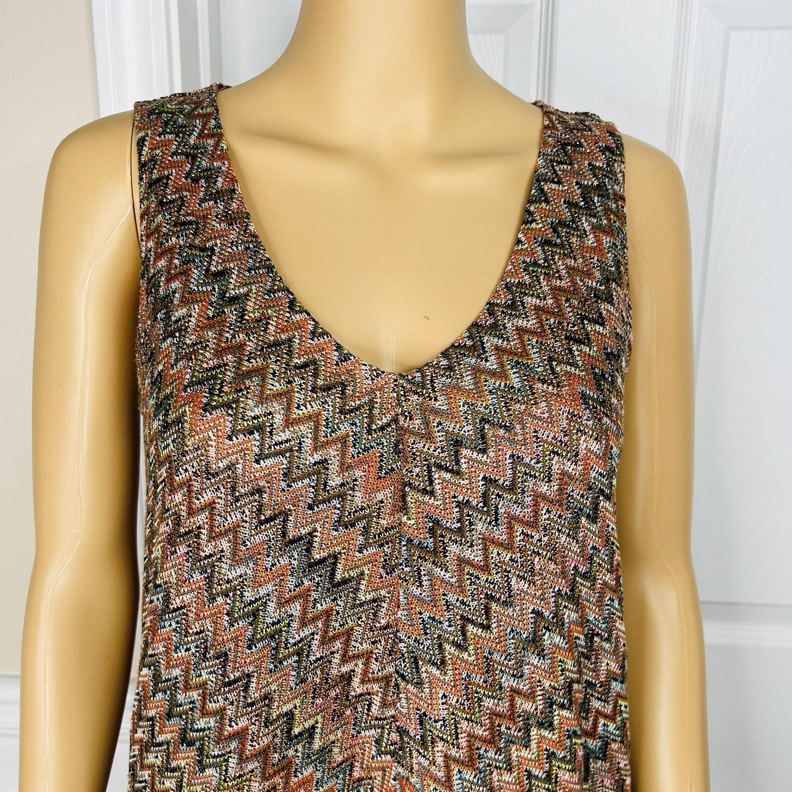 Anthropologie Maeve Westwater Knit Dress Size XS Brown Chevron Motif Lined New