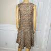 Anthropologie Maeve Westwater Knit Dress Size XS Brown Chevron Motif Lined New