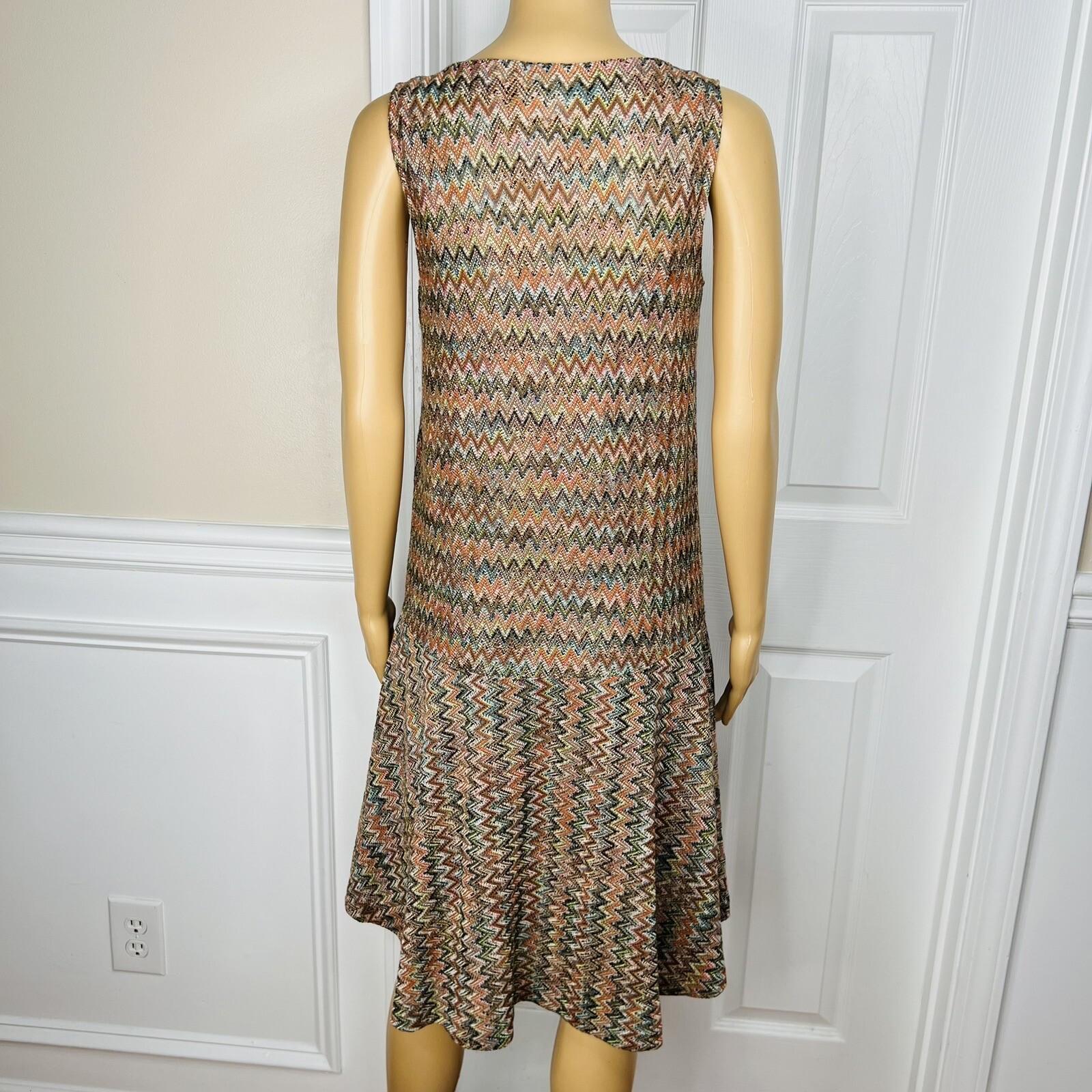 Anthropologie Maeve Westwater Knit Dress Size XS Brown Chevron Motif Lined New