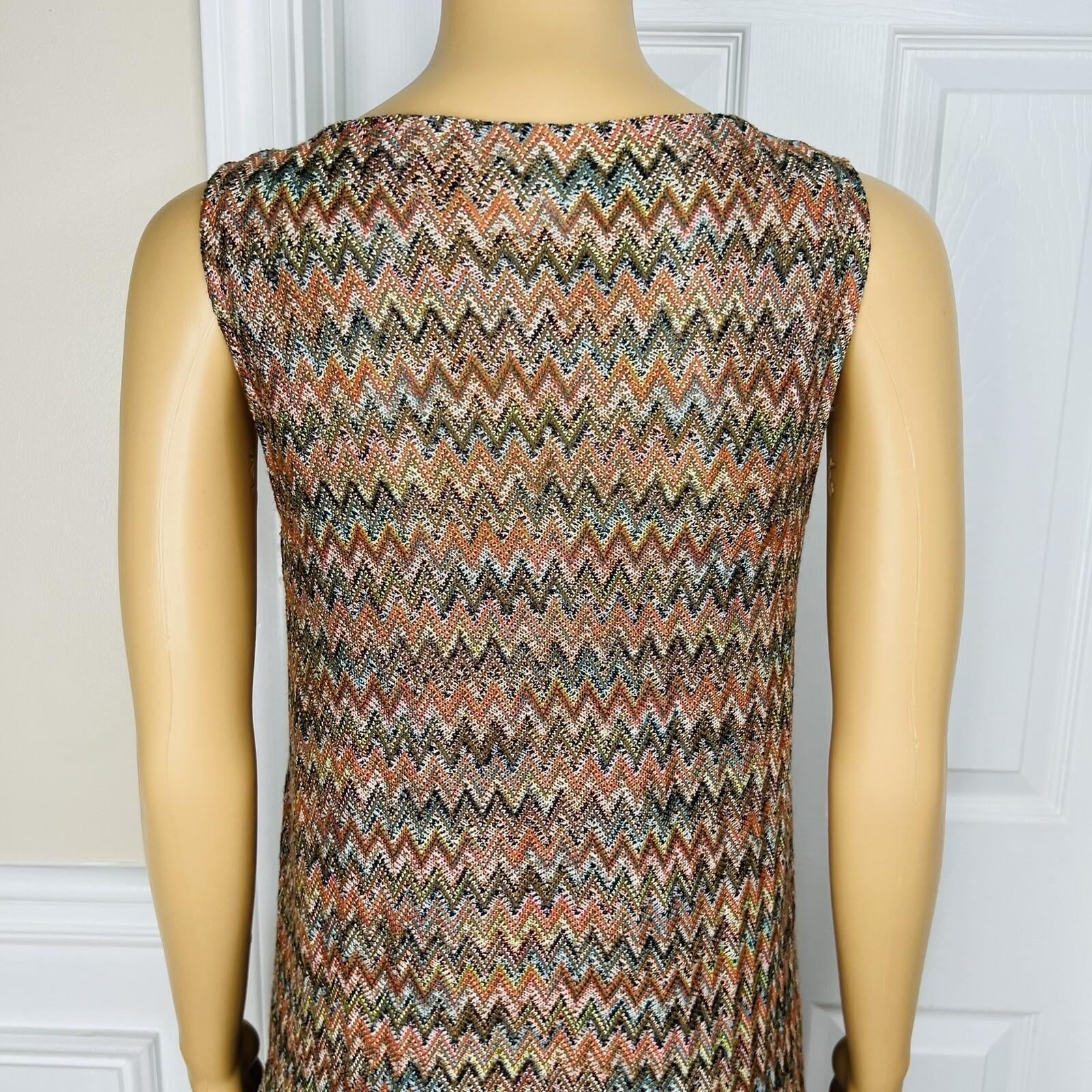 Anthropologie Maeve Westwater Knit Dress Size XS Brown Chevron Motif Lined New